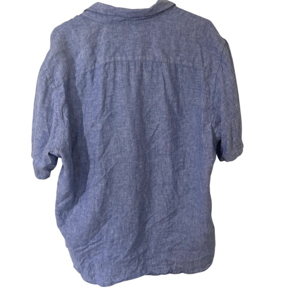 UNTUCKit 100% Linen Blue Short Sleeve Cameron Button Down Shirt Size XL‎ EUC - Picture 3 of 7